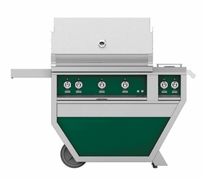Hestan GABR36CX2LPGR Hestan 36" Liquid Propane Gas Deluxe Freestanding Grill And Cart W/ Double Side Burner Gabr36Cx2 - Green (Custom Color: Grove) Barbeque Grills,outdoor bbq grill