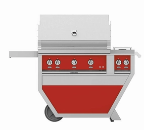 Hestan GABR36CX2LPRD Hestan 36" Liquid Propane Gas Deluxe Freestanding Grill And Cart W/ Double Side Burner Gabr36Cx2 - Red (Custom Color: Matador) Liquid Propane Barbeque Grills,propane gas grill