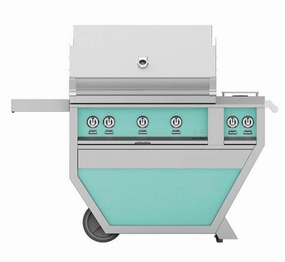 Hestan GABR36CX2LPTQ Hestan 36" Liquid Propane Gas Deluxe Freestanding Grill And Cart W/ Double Side Burner Gabr36Cx2 - Turquoise (Custom Color: Bora Bora) Liquid Propane Barbeque Grills,propane gas grill