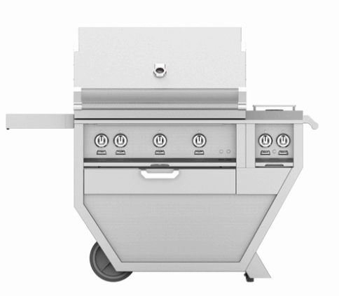Hestan GABR36CX2NGDG Hestan 36" Natural Gas Deluxe Freestanding Grill And Cart W/ Double Side Burner Gabr36Cx2 - Dark Grey (Custom Color: Pacific Fog) Natural Gas Barbeque Grills,natural gas outdoor grill