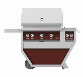 Hestan GMBR36CX2LPBG Hestan 36" Liquid Propane Gas Deluxe Freestanding Grill And Cart W/ Double Side Burner Gmbr36Cx2 - Burgundy (Custom Color: Tin Roof) Liquid Propane Barbeque Grills,propane gas grill