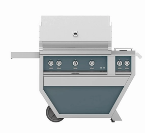 Hestan GMBR36CX2LPDG Hestan 36" Liquid Propane Gas Deluxe Freestanding Grill And Cart W/ Double Side Burner Gmbr36Cx2 - Dark Grey (Custom Color: Pacific Fog) Liquid Propane Barbeque Grills,propane gas grill
