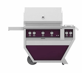Hestan GMBR36CX2LPPP Hestan 36" Liquid Propane Gas Deluxe Freestanding Grill And Cart W/ Double Side Burner Gmbr36Cx2 - Purple (Custom Color: Lush) Liquid Propane Barbeque Grills,propane gas grill