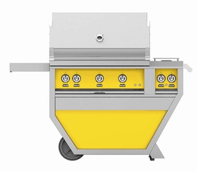 Hestan GMBR36CX2LPYW Hestan 36" Liquid Propane Gas Deluxe Freestanding Grill And Cart W/ Double Side Burner Gmbr36Cx2 - Yellow (Custom Color: Sol) Liquid Propane Barbeque Grills,propane gas grill