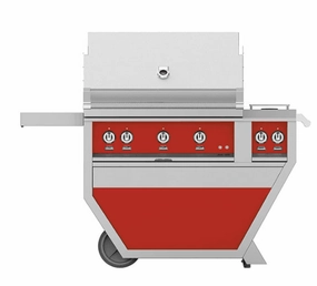 Hestan GSBR36CX2LPRD Hestan 36" Liquid Propane Gas Deluxe Freestanding Grill And Cart W/ Double Side Burner Gsbr36Cx2 - Red (Custom Color: Matador) Liquid Propane Barbeque Grills,propane gas grill