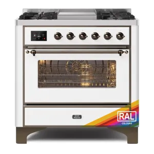 Ilve UM09FDNS3RABLP Ilve Majestic Ii 36 Um09Fdns3Rab Freestanding Dual Fuel Range With 6 Sealed Burners Yes Single Oven With Triple Glass Door In Ral Color With Bronze Knobs Freestanding Ranges freestanding dual fuel range 30 inch