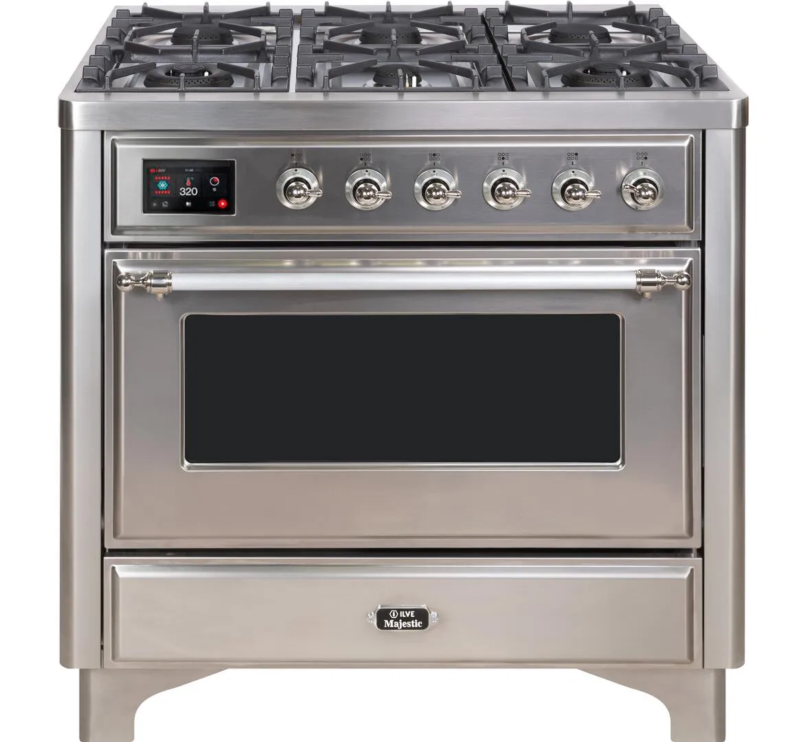 Ilve UM09FDNS3SSCLP Majestic Ii 36 Inch Dual Fuel Liquid Propane Freestanding Range In Stainless Steel With Chrome Trim Freestanding Ranges freestanding dual fuel range 30 inch