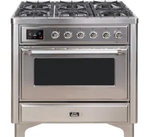 Ilve UM09FDNS3SSCLP Majestic Ii 36 Inch Dual Fuel Liquid Propane Freestanding Range In Stainless Steel With Chrome Trim Freestanding Ranges freestanding dual fuel range 30 inch