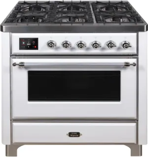 Ilve UM09FDNS3WHCLP Majestic Ii 36 Inch Dual Fuel Liquid Propane Freestanding Range In White With Chrome Trim Freestanding Ranges freestanding dual fuel range 30 inch