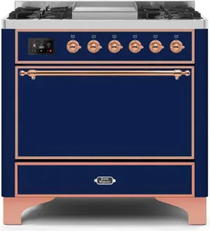 Ilve UM09FDQNS3MBPLP Majestic Ii 36 Inch Dual Fuel Liquid Propane Freestanding Range In Blue With Copper Trim Freestanding Ranges freestanding dual fuel range 30 inch
