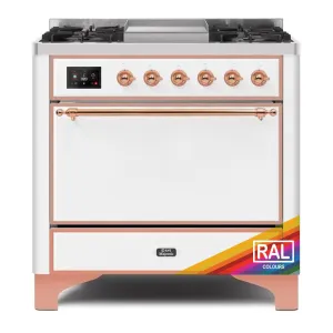 Ilve UM09FDQNS3RAP Ilve Majestic Ii 36 Um09Fdqns3Rap Freestanding Dual Fuel Range With 6 Sealed Burners Yes Single Oven With Solid Door In Ral Color With Copper Knobs Freestanding Ranges freestanding dual fuel range 30 inch