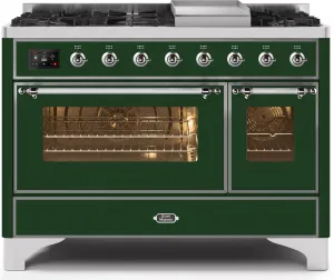 Ilve UM12FDNS3EGC Majestic Ii 48 Inch Dual Fuel Natural Gas Freestanding Range In Emerald Green With Chrome Trim Freestanding Ranges freestanding dual fuel range 30 inch