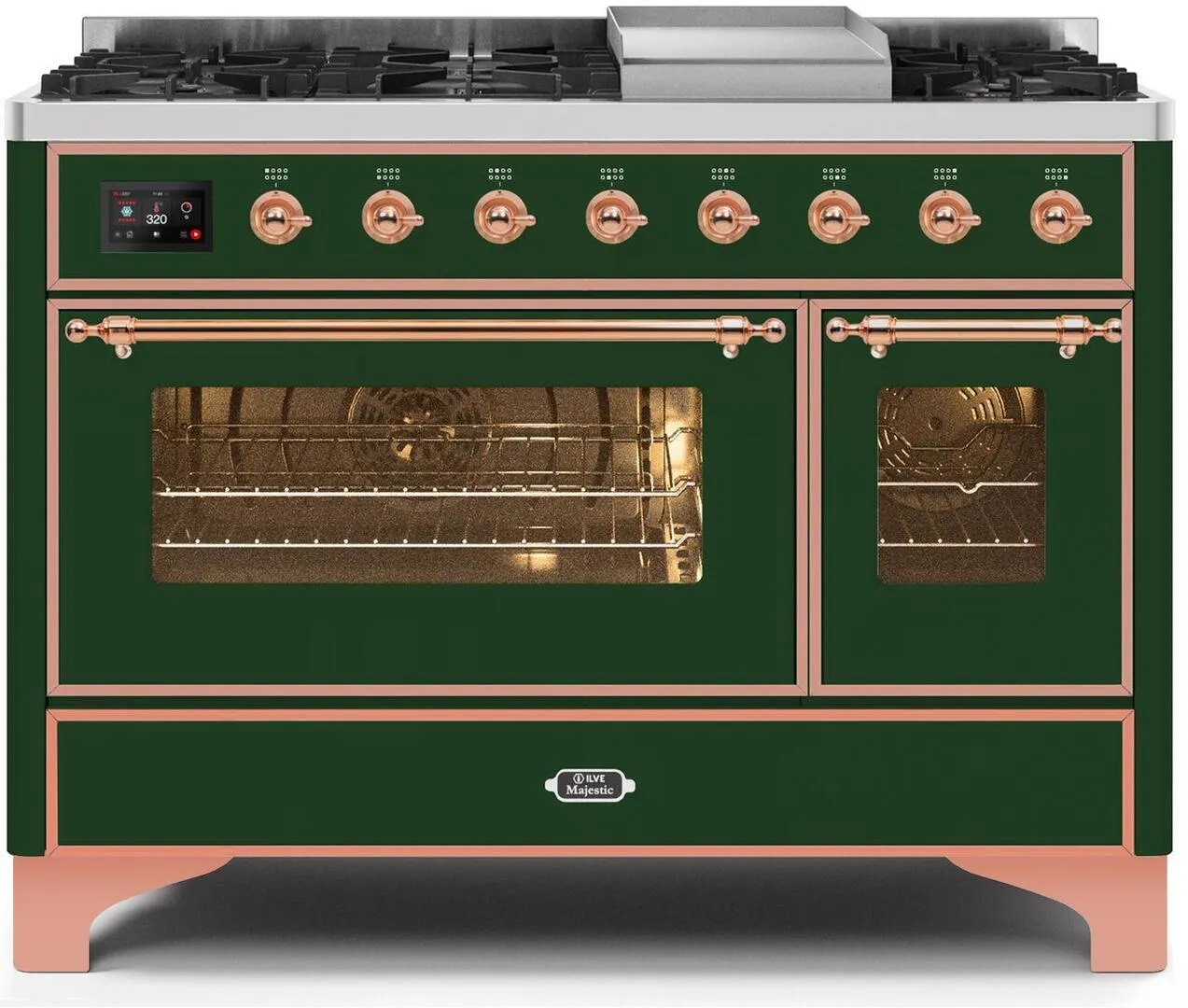 Ilve UM12FDNS3EGPLP Majestic Ii 48 Inch Dual Fuel Liquid Propane Freestanding Range In Emerald Green With Copper Trim Freestanding Ranges freestanding dual fuel range 30 inch