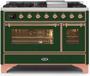 Ilve UM12FDNS3EGPLP Majestic Ii 48 Inch Dual Fuel Liquid Propane Freestanding Range In Emerald Green With Copper Trim Freestanding Ranges freestanding dual fuel range 30 inch