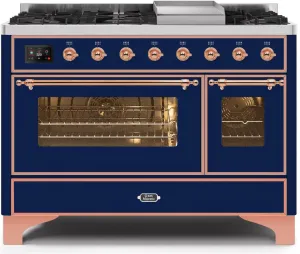 Ilve UM12FDNS3MBPLP Majestic Ii 48 Inch Dual Fuel Liquid Propane Freestanding Range In Blue With Copper Trim Freestanding Ranges freestanding dual fuel range 30 inch