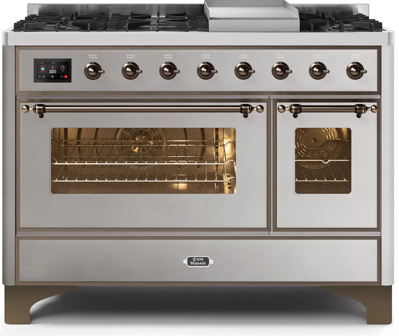 Ilve UM12FDNS3SSBLP Majestic Ii 48 Inch Dual Fuel Liquid Propane Freestanding Range In Stainless Steel With Bronze Trim Freestanding Ranges freestanding dual fuel range 30 inch