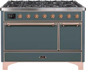 Ilve UM12FDQNS3BGPLP Majestic Ii 48 Inch Dual Fuel Liquid Propane Freestanding Range In Blue Grey With Copper Trim Freestanding Ranges freestanding dual fuel range 30 inch