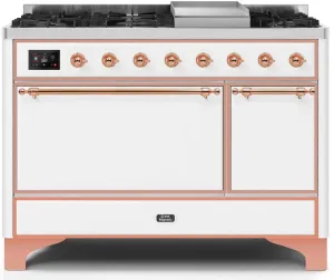 Ilve UM12FDQNS3WHP Majestic Ii 48 Inch Dual Fuel Natural Gas Freestanding Range In White With Copper Trim Freestanding Ranges freestanding dual fuel range 30 inch