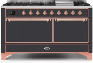 Ilve UM15FDQNS3MGP Majestic Ii 60 Inch Dual Fuel Natural Gas Freestanding Range In Matte Graphite With Copper Trim Freestanding Ranges freestanding dual fuel range 30 inch