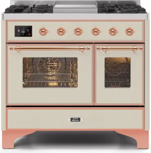 Ilve UMD10FDNS3AWPLP Majestic Ii 40 Inch Dual Fuel Liquid Propane Freestanding Range In Antique White With Copper Trim Freestanding Ranges freestanding dual fuel range 30 inch