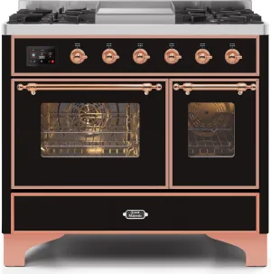Ilve UMD10FDNS3BKPLP Majestic Ii 40 Inch Dual Fuel Liquid Propane Freestanding Range In Glossy Black With Copper Trim Freestanding Ranges freestanding dual fuel range 30 inch