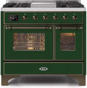 Ilve UMD10FDNS3EGBLP Majestic Ii 40 Inch Dual Fuel Liquid Propane Freestanding Range In Emerald Green With Bronze Trim Freestanding Ranges freestanding dual fuel range 30 inch