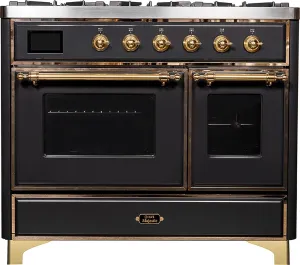 Ilve UMD10FDNS3MGGLP Majestic Ii 40 Inch Dual Fuel Liquid Propane Freestanding Range In Matte Graphite With Brass Trim Freestanding Ranges freestanding dual fuel range 30 inch