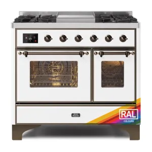 Ilve UMD10FDNS3RABLP Ilve Majestic Ii 40 Umd10Fdns3Rab Freestanding Dual Fuel Range With 6 Sealed Burners Yes Double Oven With Triple Glass Door In Ral Color With Bronze Knobs Freestanding Ranges freestanding dual fuel range 30 inch