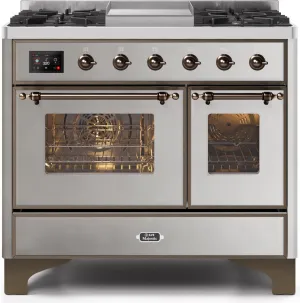 Ilve UMD10FDNS3SSBLP Majestic Ii 40 Inch Dual Fuel Liquid Propane Freestanding Range In Stainless Steel With Bronze Trim Freestanding Ranges freestanding dual fuel range 30 inch
