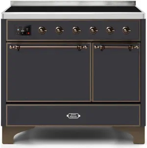 Ilve UMDI10QNS3MGB Majestic Ii 40 Inch Electric Freestanding Range In Matte Graphite With Bronze Trim Freestanding Ranges freestanding dual fuel range 30 inch
