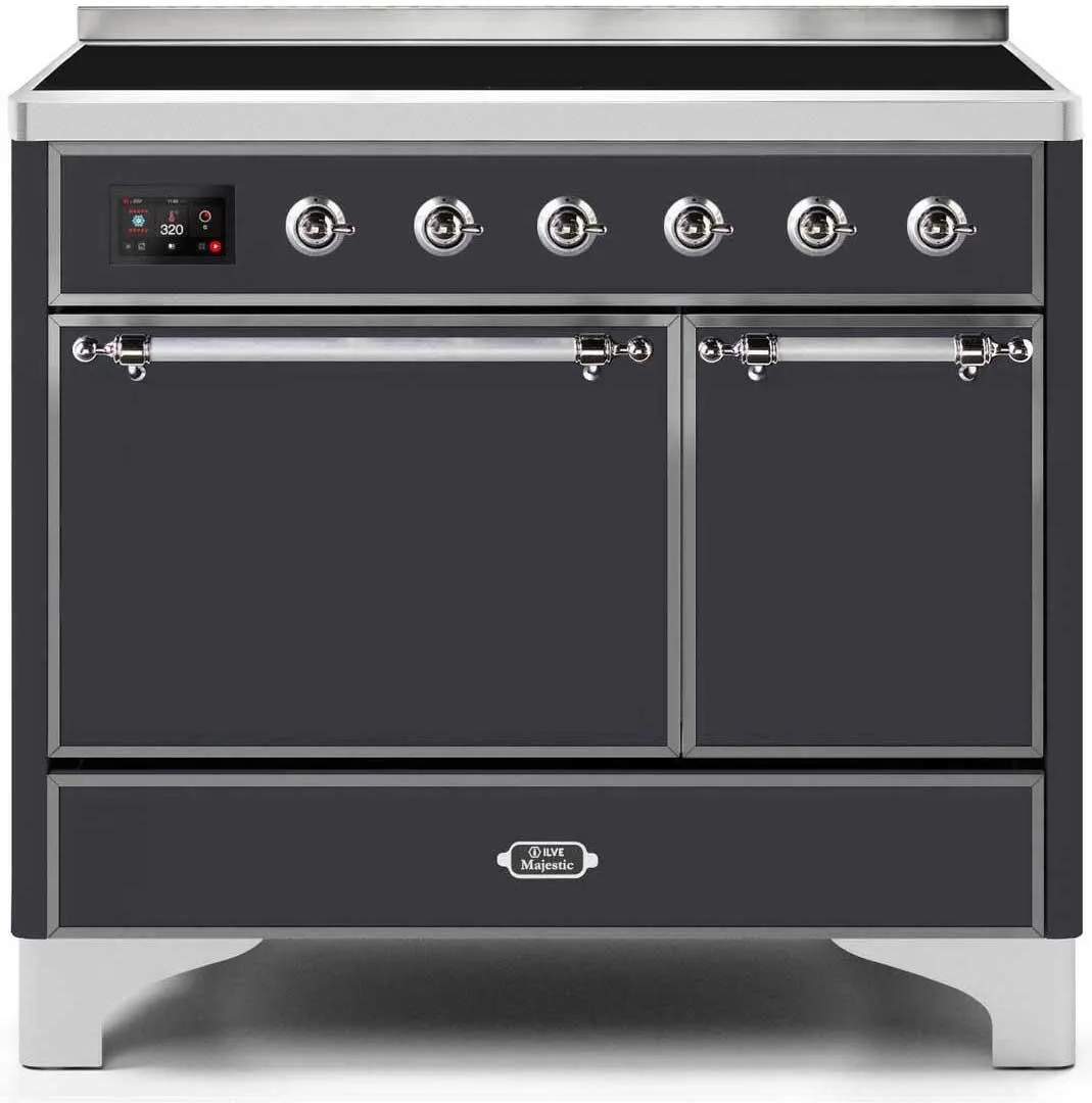 Ilve UMDI10QNS3MGC Majestic Ii 40 Inch Electric Freestanding Range In Matte Graphite With Chrome Trim Freestanding Ranges freestanding dual fuel range 30 inch