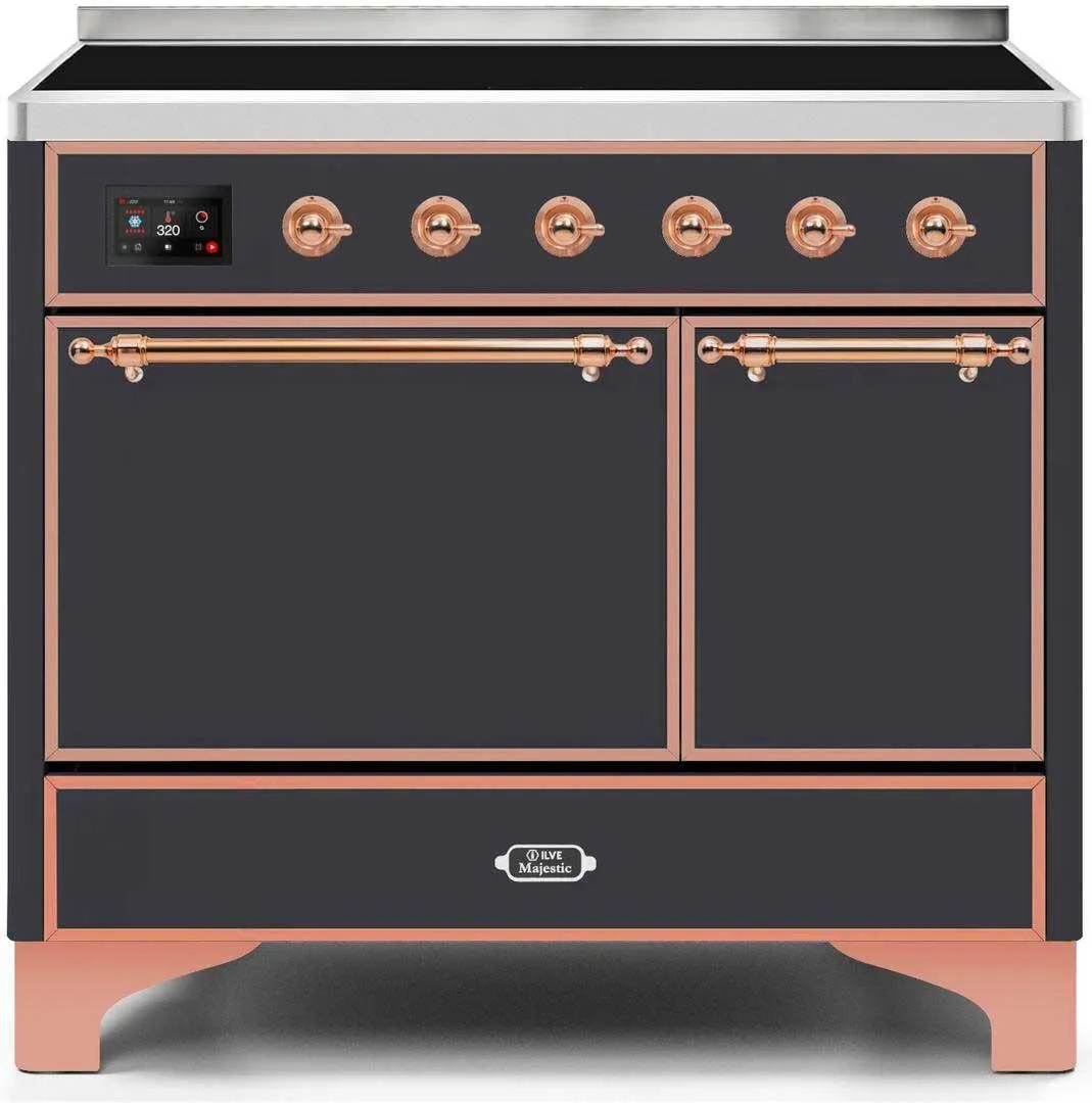 Ilve UMDI10QNS3MGP Majestic Ii 40 Inch Electric Freestanding Range In Matte Graphite With Copper Trim Freestanding Ranges freestanding dual fuel range 30 inch