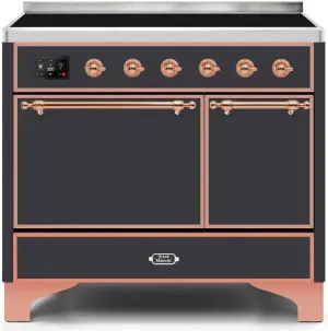 Ilve UMDI10QNS3MGP Majestic Ii 40 Inch Electric Freestanding Range In Matte Graphite With Copper Trim Freestanding Ranges freestanding dual fuel range 30 inch