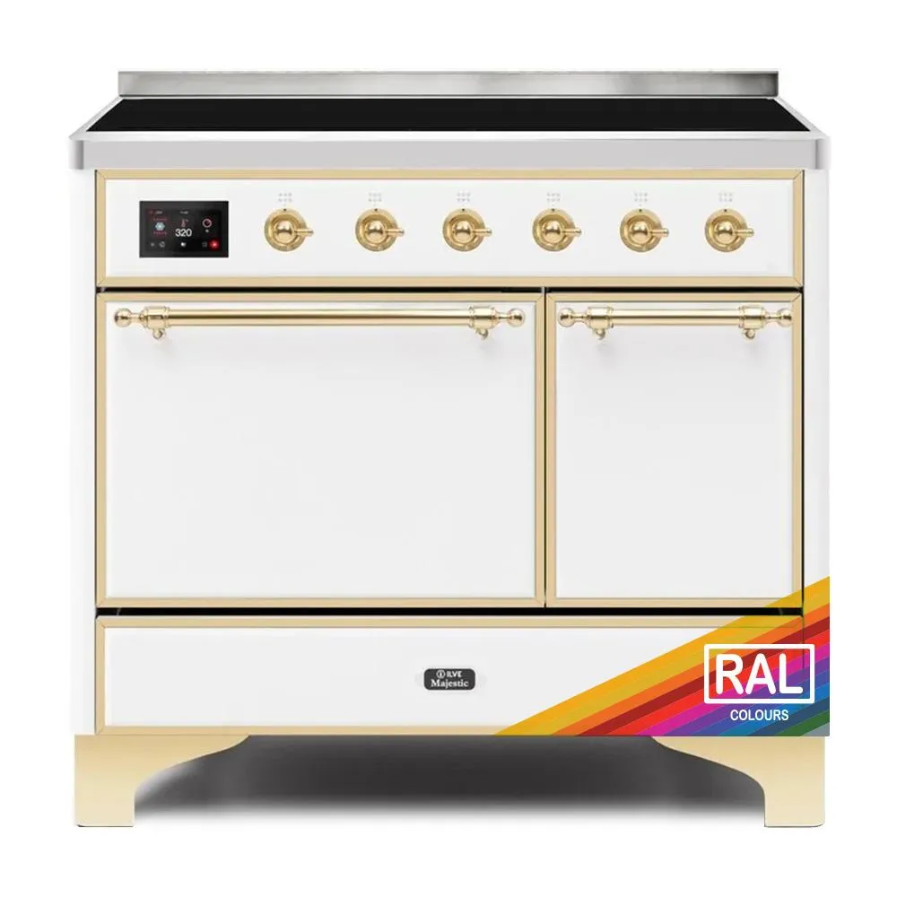 Ilve UMDI10QNS3RAG Ilve Majestic Ii 40 Umdi10Qns3Rag Freestanding Electric Range With Induction Double Oven With Solid Door In Ral Color With Brass Knobs Freestanding Ranges freestanding dual fuel range 30 inch