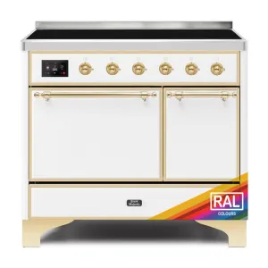 Ilve UMDI10QNS3RAG Ilve Majestic Ii 40 Umdi10Qns3Rag Freestanding Electric Range With Induction Double Oven With Solid Door In Ral Color With Brass Knobs Freestanding Ranges freestanding dual fuel range 30 inch