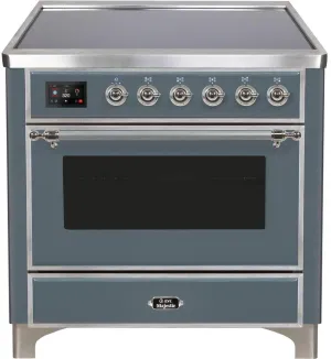 Ilve UMI09NS3BGC Majestic Ii 36 Inch Electric Freestanding Range In Blue Grey With Chrome Trim Freestanding Ranges freestanding dual fuel range 30 inch