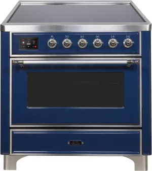 Ilve UMI09NS3MBC Majestic Ii 36 Inch Electric Freestanding Range In Blue With Chrome Trim Freestanding Ranges freestanding dual fuel range 30 inch