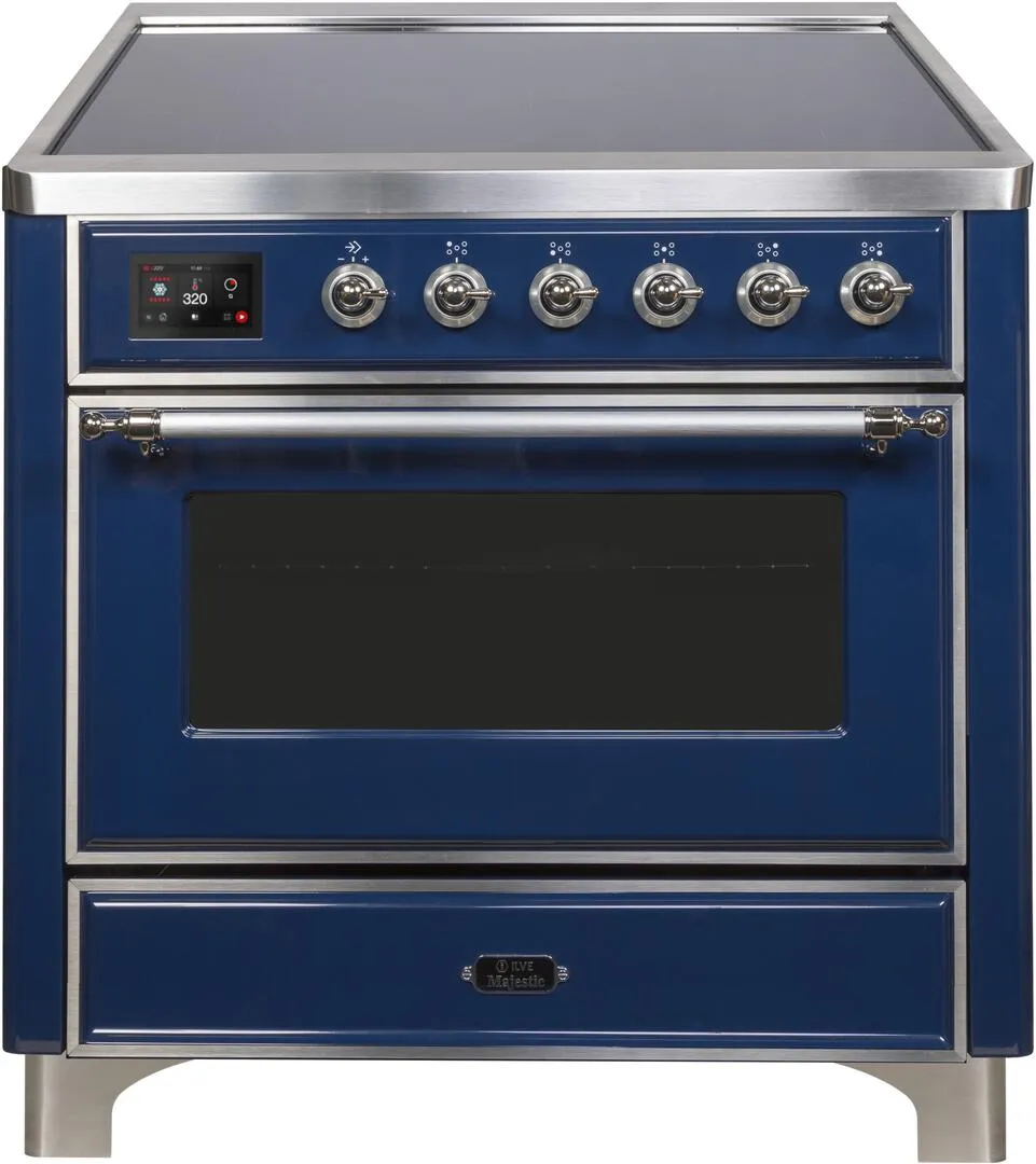 Ilve UMI09NS3MBC Majestic Ii 36 Inch Electric Freestanding Range In Blue With Chrome Trim Freestanding Ranges freestanding dual fuel range 30 inch
