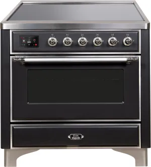 Ilve UMI09NS3MGC Majestic Ii 36 Inch Electric Freestanding Range In Matte Graphite With Chrome Trim Freestanding Ranges freestanding dual fuel range 30 inch