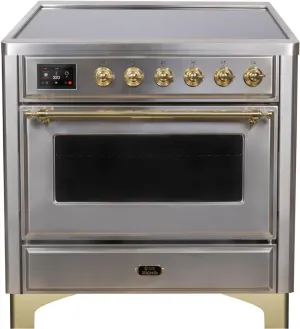 Ilve UMI09NS3SSG Majestic Ii 36 Inch Electric Freestanding Range In Stainless Steel With Brass Trim Freestanding Ranges freestanding dual fuel range 30 inch