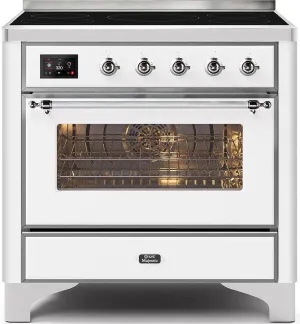 Ilve UMI09NS3WHC Majestic Ii 36 Inch Electric Freestanding Range In White With Chrome Trim Freestanding Ranges freestanding dual fuel range 30 inch