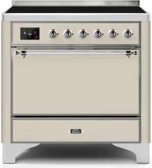 Ilve UMI09QNS3AWC Majestic Ii 36 Inch Electric Freestanding Range In Antique White With Chrome Trim Freestanding Ranges freestanding dual fuel range 30 inch