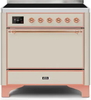 Ilve UMI09QNS3AWP Majestic Ii 36 Inch Electric Freestanding Range In Antique White With Copper Trim Freestanding Ranges freestanding dual fuel range 30 inch