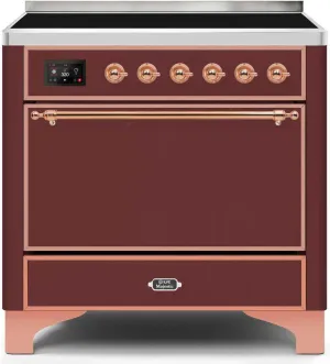 Ilve UMI09QNS3BUP Majestic Ii 36 Inch Electric Freestanding Range In Burgundy With Copper Trim Freestanding Ranges freestanding dual fuel range 30 inch