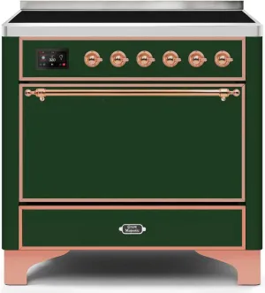 Ilve UMI09QNS3EGP Majestic Ii 36 Inch Electric Freestanding Range In Emerald Green With Copper Trim Freestanding Ranges freestanding dual fuel range 30 inch