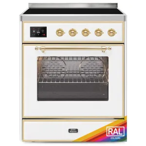 Ilve UMI30NE3RAG Ilve Majestic Ii 30 Umi30Ne3Rag Freestanding Electric Range With Induction Single Oven With Triple Glass Door In Ral Color With Brass Knobs Freestanding Ranges freestanding dual fuel range 30 inch