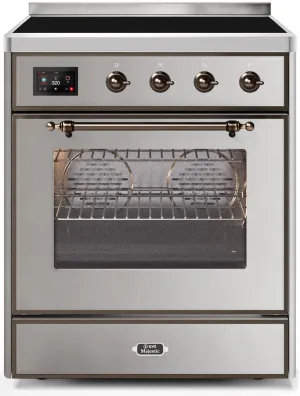 Ilve UMI30NE3SSB Majestic Ii 30 Inch Electric Freestanding Range In Stainless Steel With Bronze Trim Freestanding Ranges freestanding dual fuel range 30 inch