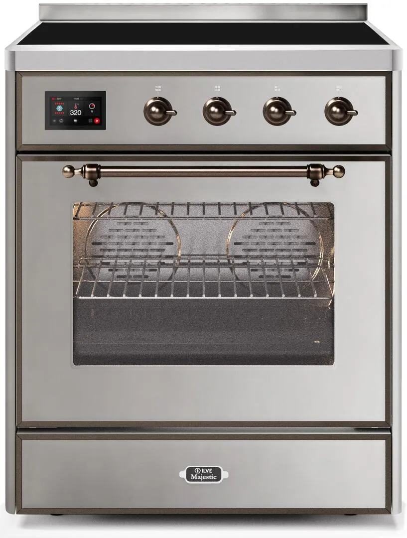 Ilve UMI30NE3SSB Majestic Ii 30 Inch Electric Freestanding Range In Stainless Steel With Bronze Trim Freestanding Ranges freestanding dual fuel range 30 inch