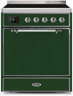 Ilve UMI30QNE3EGC Majestic Ii 30 Inch Electric Freestanding Range In Emerald Green With Chrome Trim Freestanding Ranges freestanding dual fuel range 30 inch