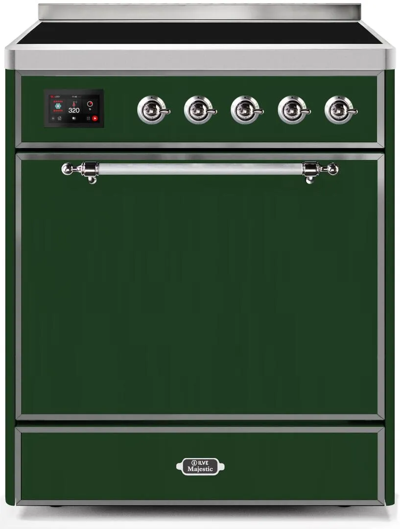 Ilve UMI30QNE3EGC Majestic Ii 30 Inch Electric Freestanding Range In Emerald Green With Chrome Trim Freestanding Ranges freestanding dual fuel range 30 inch